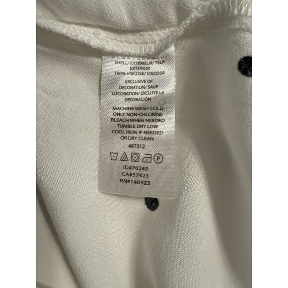 Loft Scalloped Polka Dot Wrap Blouse, White & Black, Sz: M, 80-32 - Picture 15 of 15